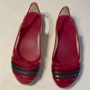 Rare Crocs Isabella Huarache Strappy Multicolor Jelly Flats Sandals Size 8